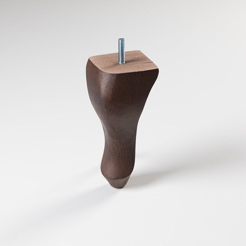 Pack de 2 patas de madera para sillón o muebles. Modelo torneada 17. Altura 17 cm.