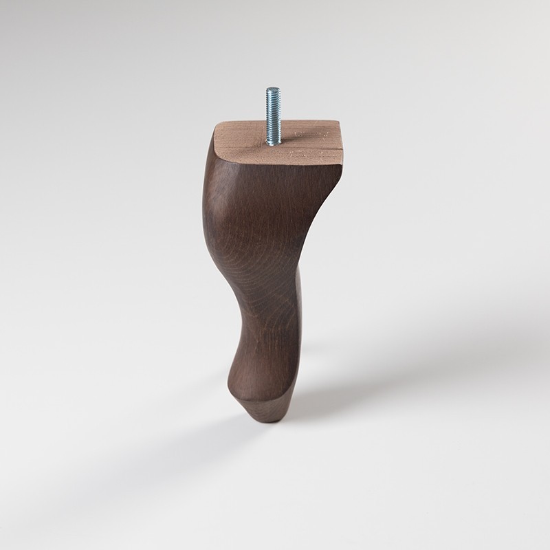 Pack de 2 patas de madera para sillón o muebles. Modelo torneada 17. Altura 17 cm.