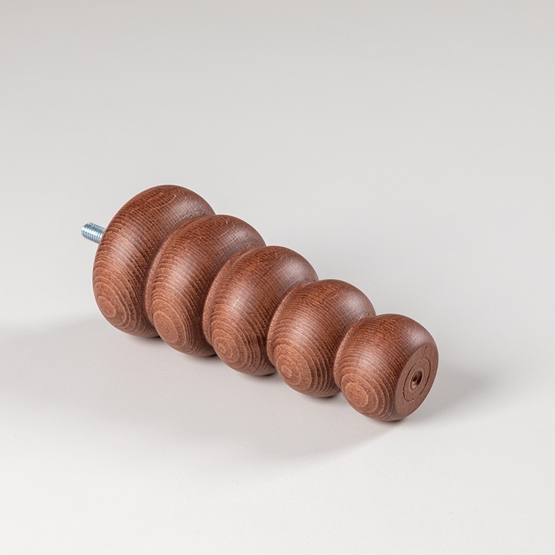 Pack de 4 patas de madera para sillón o muebles. Modelo Opera torneada. Altura 15 cm.