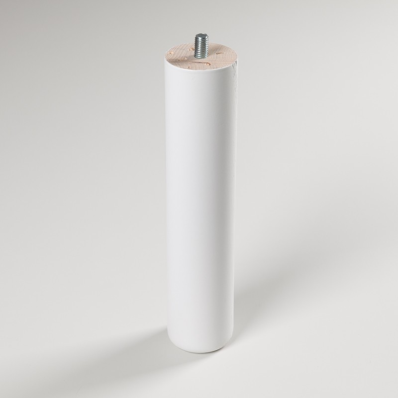 Pack de 4 patas de madera para cama o somier. Pata cilíndrica altura 25cm.