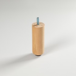 Pack de 4 patas de madera para cama o somier. Pata cilíndrica de 12,5cm con regulador.