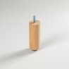 Pack de 4 patas de madera para cama o somier. Pata cilíndrica de 12,5cm con regulador.