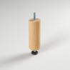 Pack de 4 patas de madera para cama o somier. Pata cilíndrica de 12,5cm con regulador.