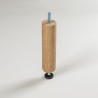 Pack de 4 patas de madera para sofás o muebles. Pata cilíndrica de 15,5cm con regulador.