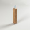 Pack de 4 patas de madera para sofás o muebles. Pata cilíndrica de 15,5cm con regulador.